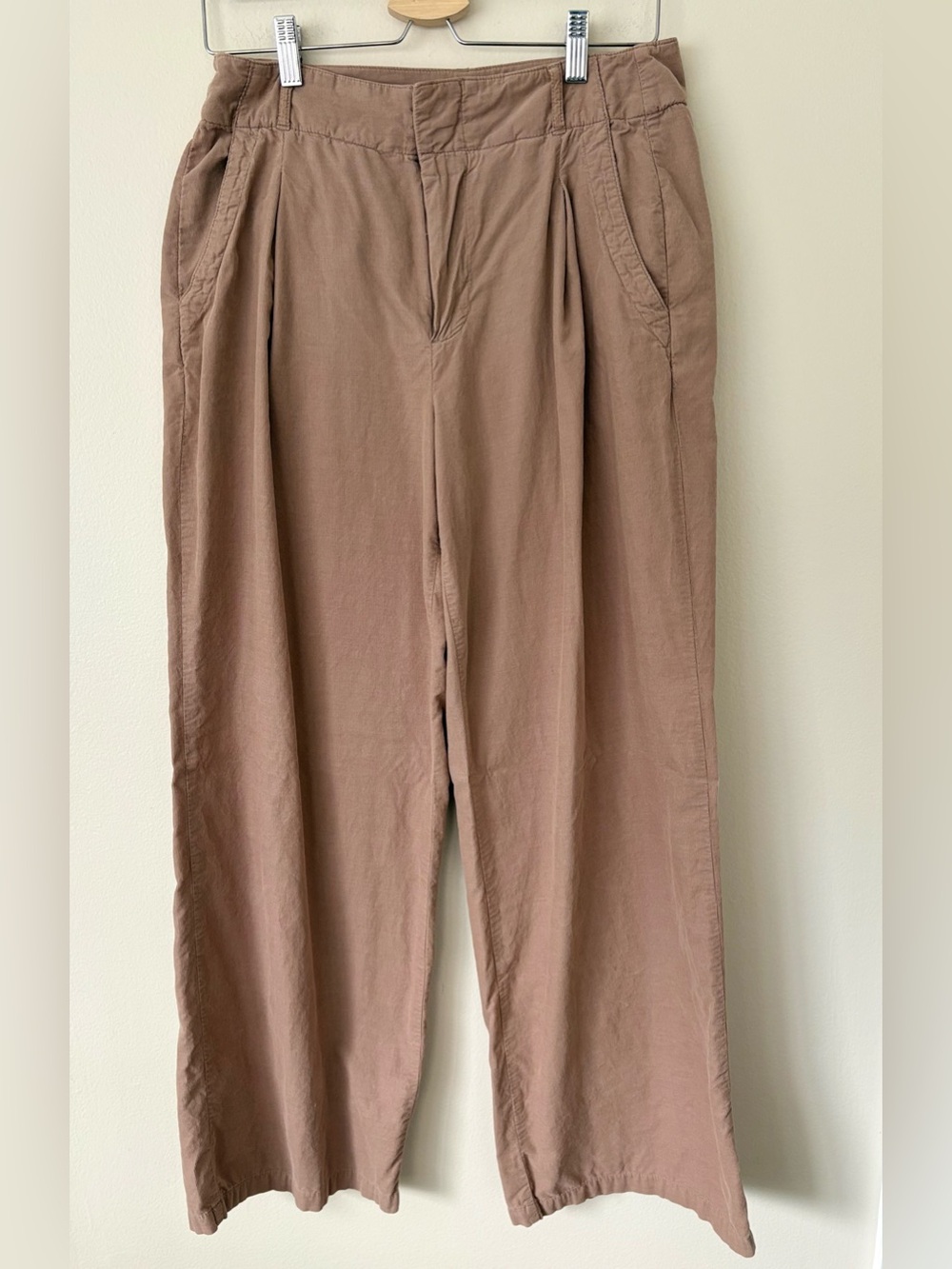 Marine Layer Women’s Corduroy Pleated Wide Leg Pants Tan Brown Size 8